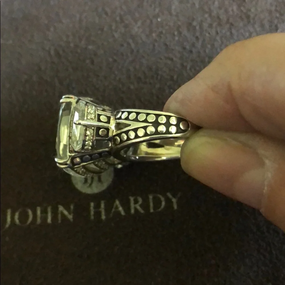John Hardy Silver-Tone Ring with Clear Stones - Picture 3 of 8